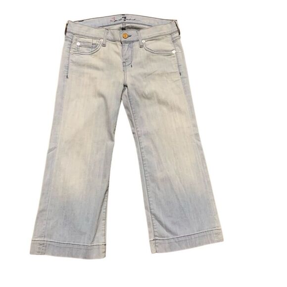 NWT 7 for All Mankind Dojo Crop Capri Wide Leg Light Wash Denim Rigid Jean 25 - Picture 4 of 10